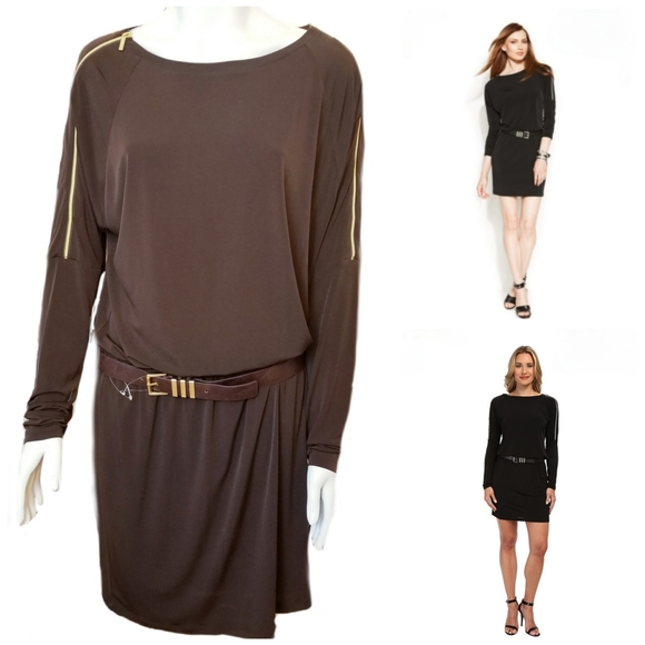 Michael Kors Dresses & Skirts - Michael Kors silky chocolate belted dress